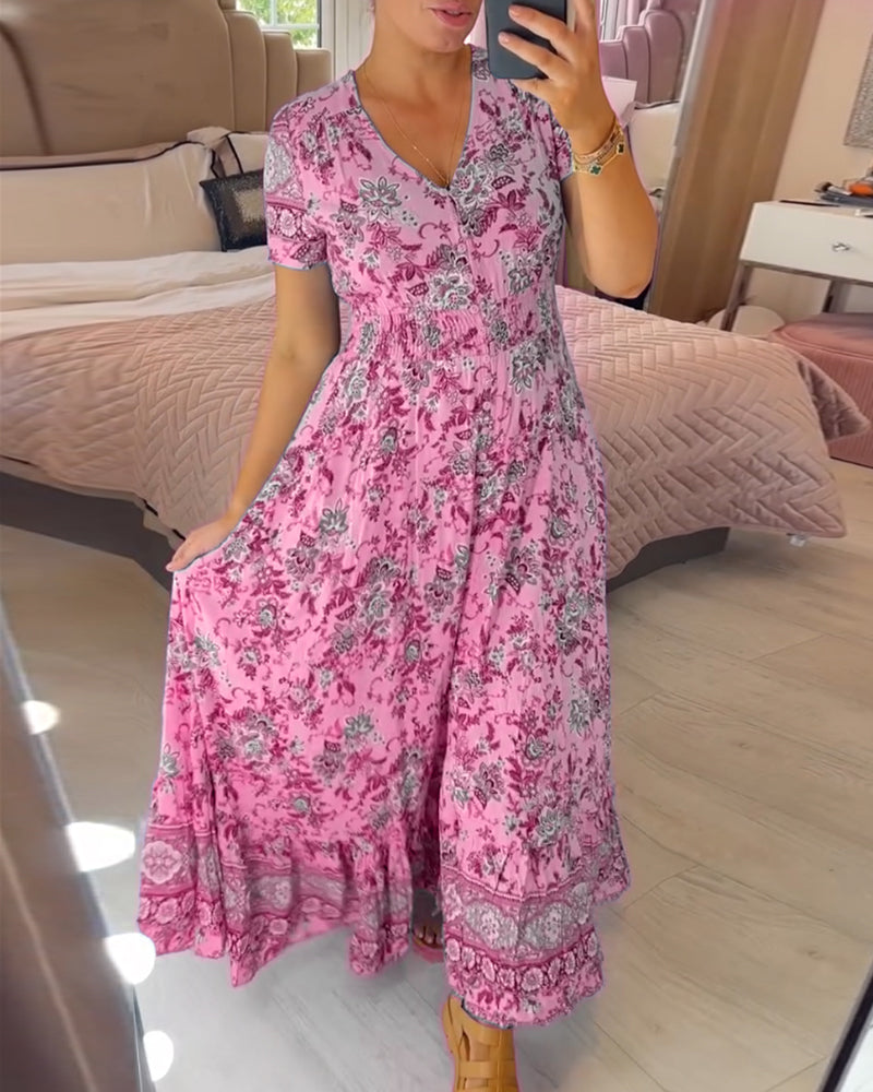 💃Hot Sale - 50% OFF! 🔥Floral print v-neck dress