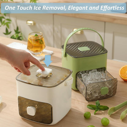 Ice Cube Maker with Storage Box – Makes 48 Cubes,  One-Touch Release, Leak-Proof | UK Stock