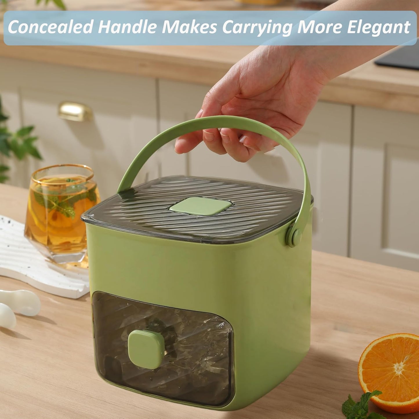 Ice Cube Maker with Storage Box – Makes 48 Cubes,  One-Touch Release, Leak-Proof | UK Stock