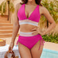 High Waisted Tummy Control Color Block Bikini Sets