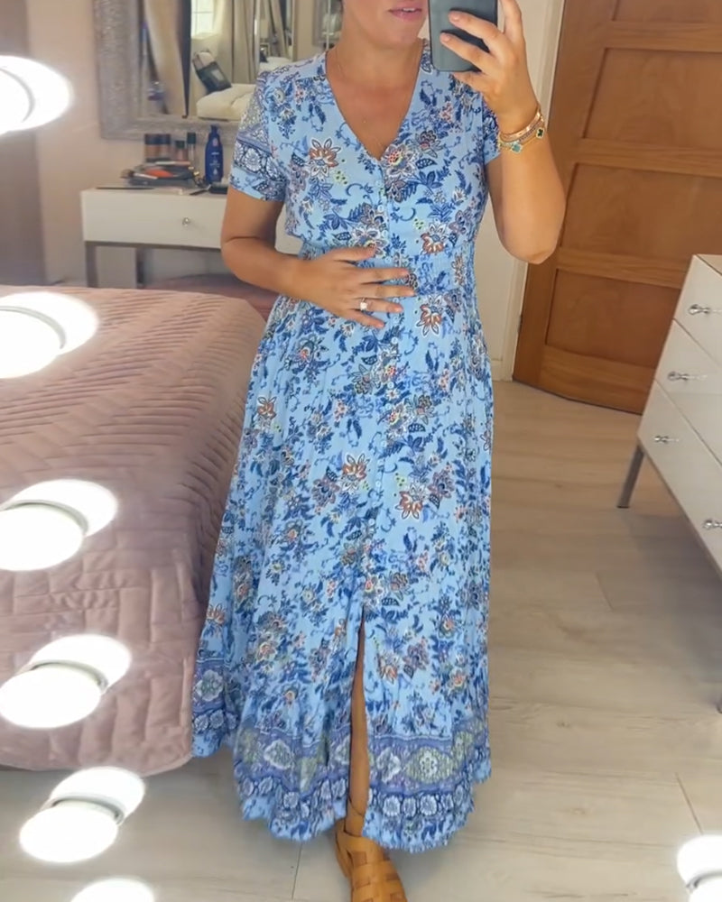💃Hot Sale - 50% OFF! 🔥Floral print v-neck dress