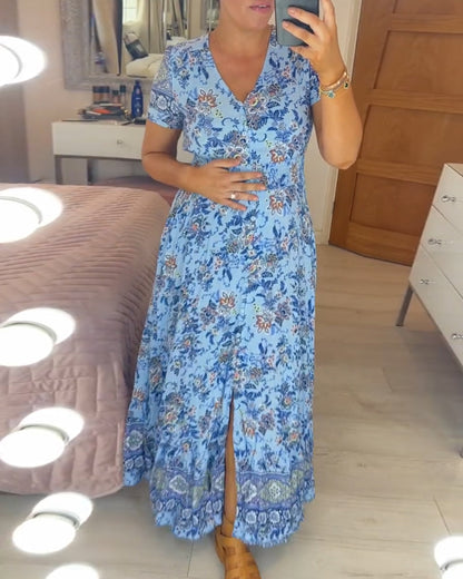 💃Hot Sale - 50% OFF! 🔥Floral print v-neck dress