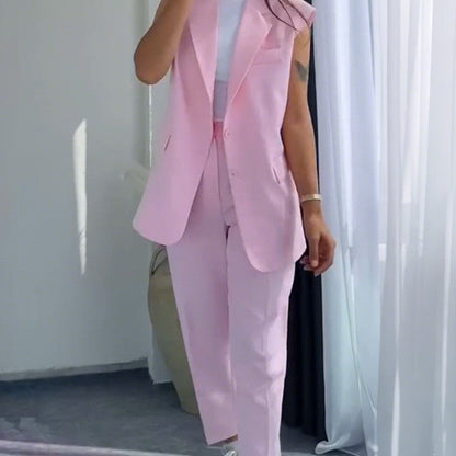 🌸2025 New Arrival 54%OFF💖Women’s Stylish Sleeveless Blazer & High-Waisted Pants Set