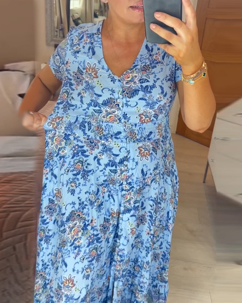 💃Hot Sale - 50% OFF! 🔥Floral print v-neck dress