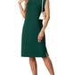 Women Round Neck Loose Split Wrinkle-Free Midi Dress with Pockets
