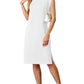 Women Round Neck Loose Split Wrinkle-Free Midi Dress with Pockets