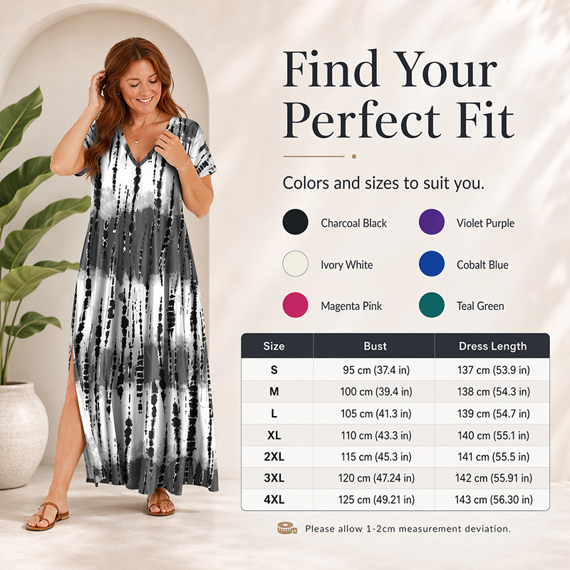 🎉 LIMITED TIME 50% OFF! 👗 Women’s Tie Dye V Neck Maxi Dress – Summer Vacation Outfit 🌈