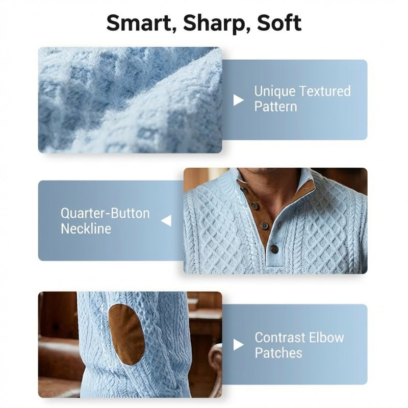 ✨ Elevated Comfort | Men's Textured Jacquard Crew-Neck Sweatshirt