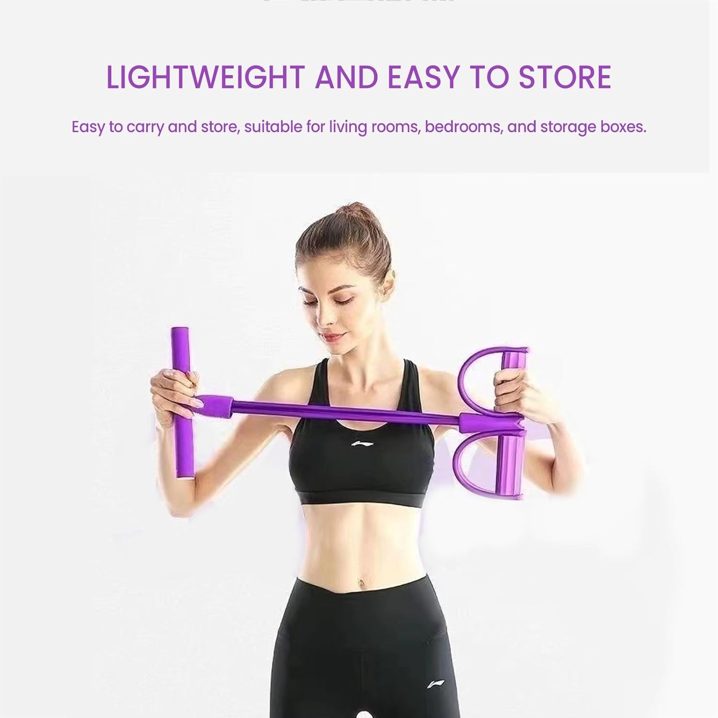 Multifunctional tension rope, 4-tube elastic yoga pedal tension belt, natural latex tension rope fitness equipment, for abdominal/waist/arm/leg stretching