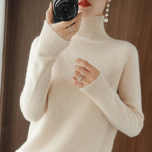 🔥 2026 Fresh Drops | Flat 50% OFF Today! 💸Women's Solid Turtleneck Knit Sweater