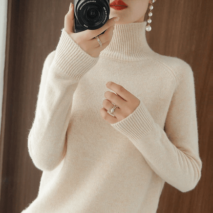 🔥 2026 Fresh Drops | Flat 50% OFF Today! 💸Women's Solid Turtleneck Knit Sweater