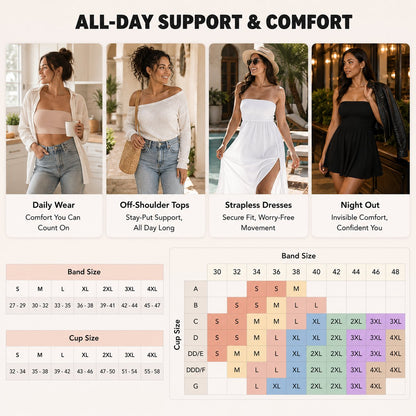 📢📢LIMITED-TIME  35%!!☀️Anti-Slip Grip & Removable Straps✨Convertible Strapless Bandeau Bra with Wireless Comfort👍Suitable for All Body Types
