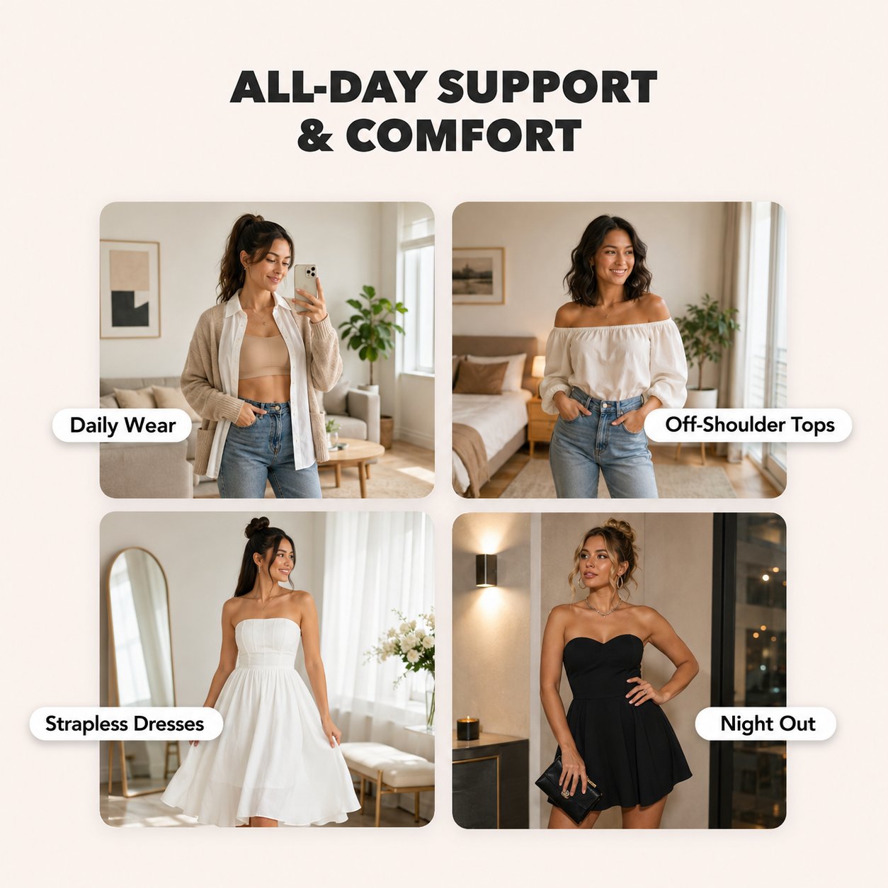📢📢LIMITED-TIME  35%!!☀️Anti-Slip Grip & Removable Straps✨Convertible Strapless Bandeau Bra with Wireless Comfort👍Suitable for All Body Types