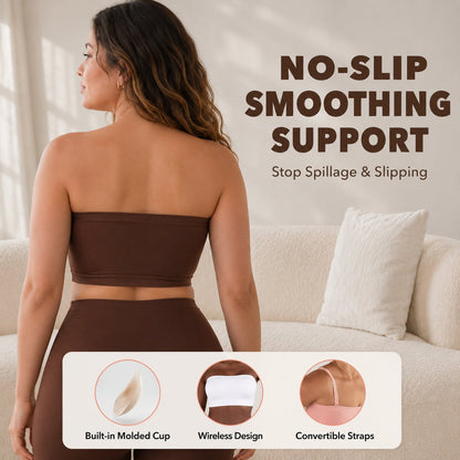 📢📢LIMITED-TIME  35%!!☀️Anti-Slip Grip & Removable Straps✨Convertible Strapless Bandeau Bra with Wireless Comfort👍Suitable for All Body Types