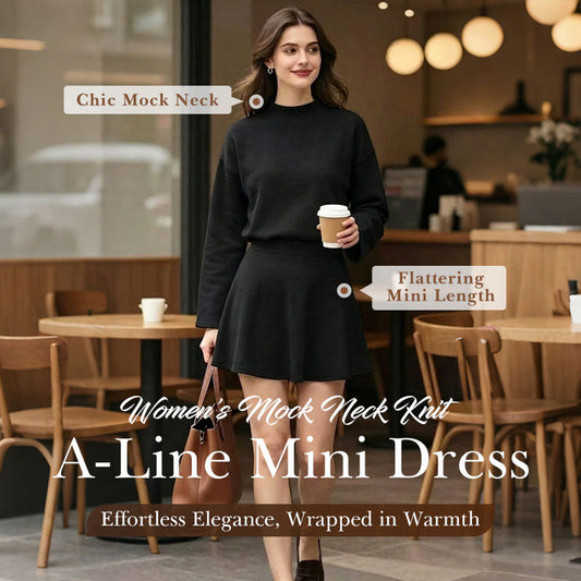A Cozy Mock-Neck Knit Dress with a Classic A-Line Shape