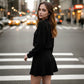 A Cozy Mock-Neck Knit Dress with a Classic A-Line Shape