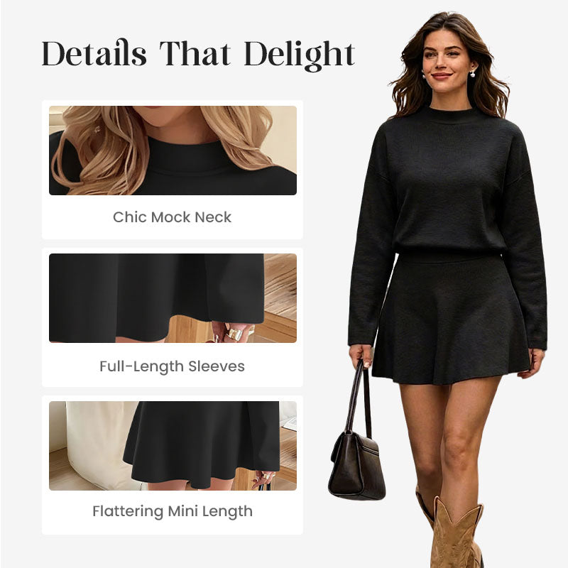 A Cozy Mock-Neck Knit Dress with a Classic A-Line Shape