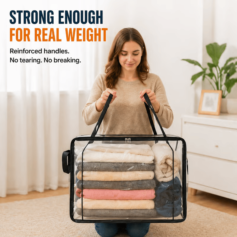 🎁BUY 1 GET 1 FREE!! 📦Large Heavy-Duty Thick Plastic Clear Storage Bag for Clothes, Moving & Storage