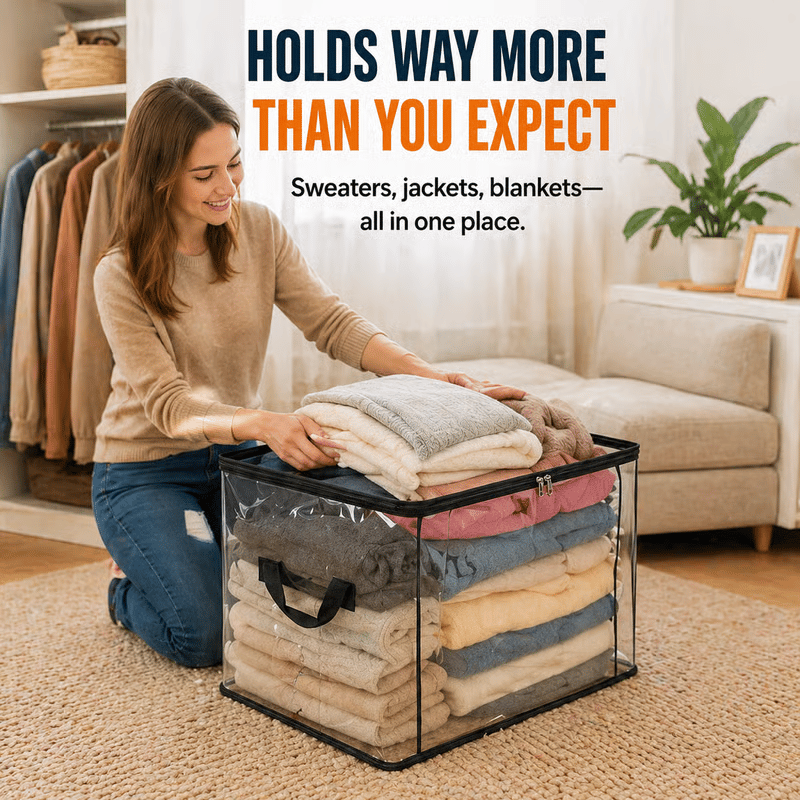 🎁BUY 1 GET 1 FREE!! 📦Large Heavy-Duty Thick Plastic Clear Storage Bag for Clothes, Moving & Storage