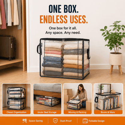 🎁BUY 1 GET 1 FREE!! 📦Large Heavy-Duty Thick Plastic Clear Storage Bag for Clothes, Moving & Storage