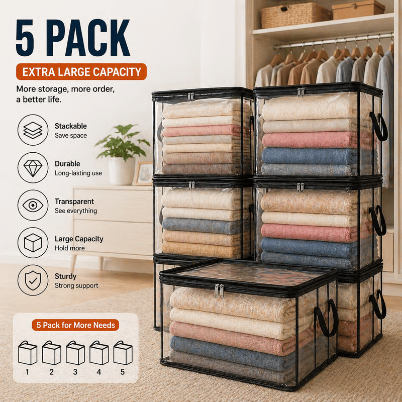 🎁BUY 1 GET 1 FREE!! 📦Large Heavy-Duty Thick Plastic Clear Storage Bag for Clothes, Moving & Storage