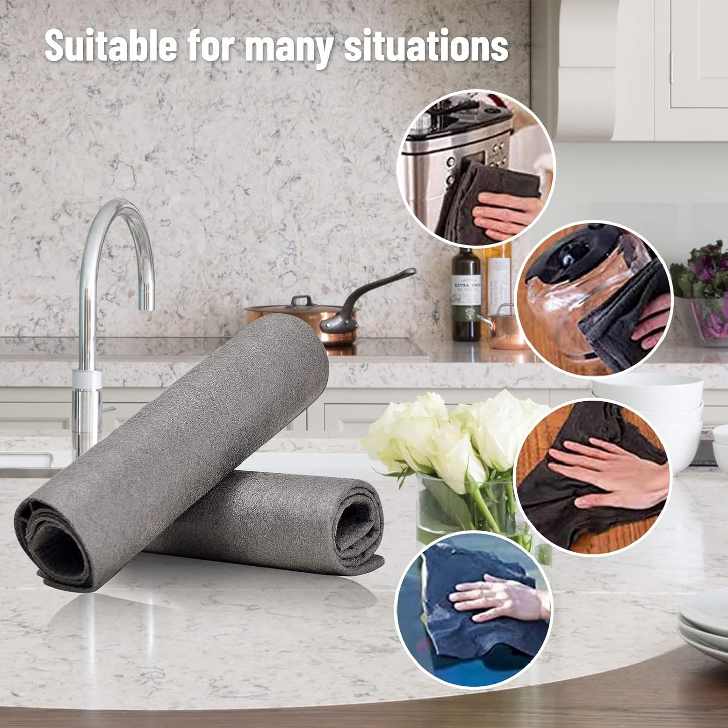 10 Counts Čarobna čistilna krpa, zgoščeni čistilni robčki brez prog za večkratno uporabo