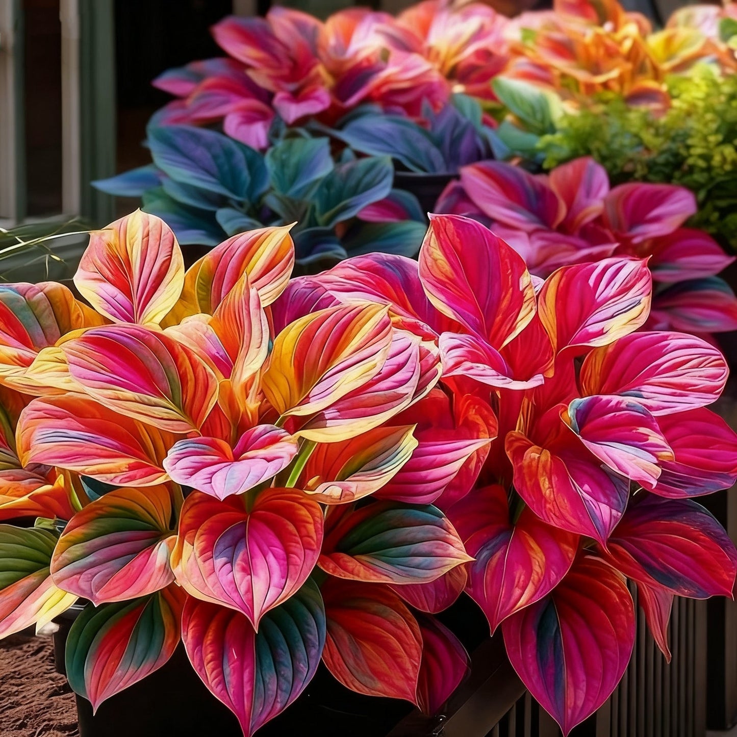 🌈🔥 Limited Edition Rainbow Flame Hostas -Rare Multicolor Foliage, Exclusive to Our Store 🌸