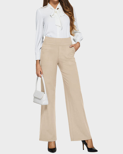G4Free Loose High-Waist Business Casual Pants Yoga Pants Women Wide Leg Pants with Pockets Comfortable Athletic Sweatpants