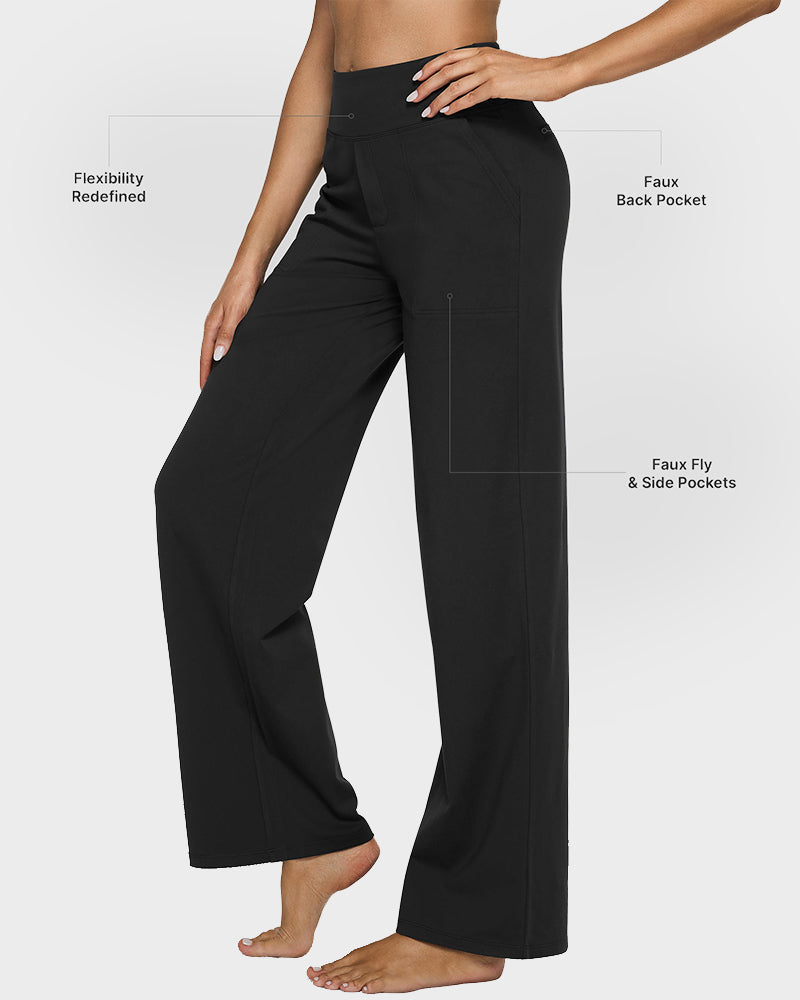 G4Free Loose High-Waist Business Casual Pants Yoga Pants Women Wide Leg Pants with Pockets Comfortable Athletic Sweatpants