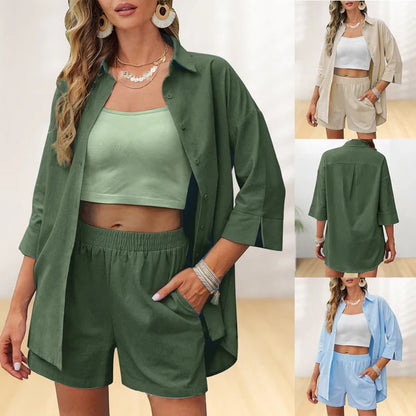 💞 Special Offers 50%OFF ✨Casual Shirt Shorts Suit For Women