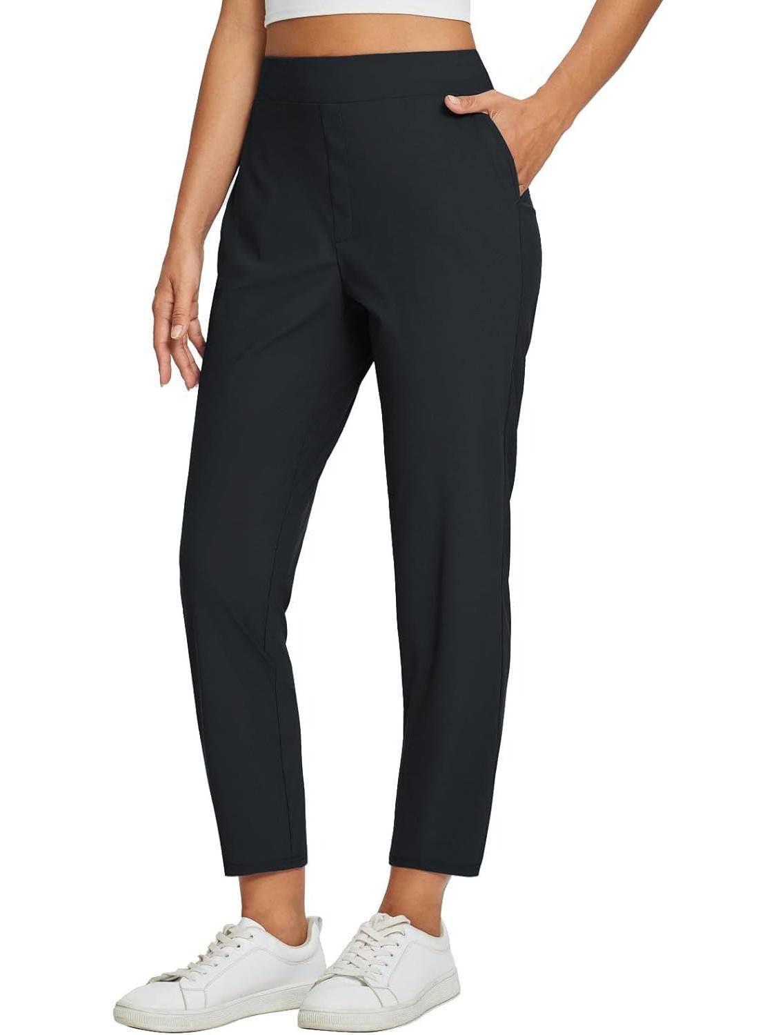 🥳2026 HOT SALE 50% Off🥳💞Women's High‑Waisted Elastic Pants with Zipper Pockets – Stretchy Wrinkle‑Resistant Cropped Trousers