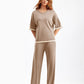 Round Neck Short-sleeve Top Pants Splicing Two-piece Suit