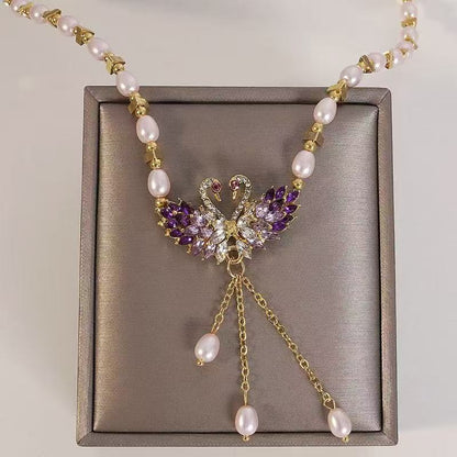 🔥Limited Time Special Price !!🎉Purple Double Swan Pendant Necklace