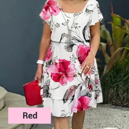💃2026  HOT SALE 50% OFF🌈Women's Multi-plant Floral Print Cascade Dress