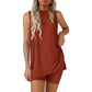 Sleeveless Crewneck Women's 2 Piece Sets Summer Matching Lounge Shorts Set Resort Airport Travel Outfit Split Hem Casual Clothes Basic Fitted Homewear