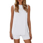 Sleeveless Crewneck Women's 2 Piece Sets Summer Matching Lounge Shorts Set Resort Airport Travel Outfit Split Hem Casual Clothes Basic Fitted Homewear