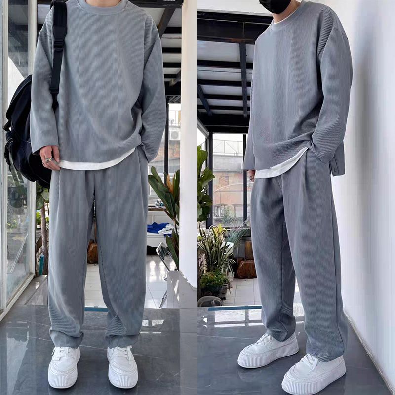 Conjunto de 2 piezas de manga larga holgado y moderno para hombre (50% de descuento) 