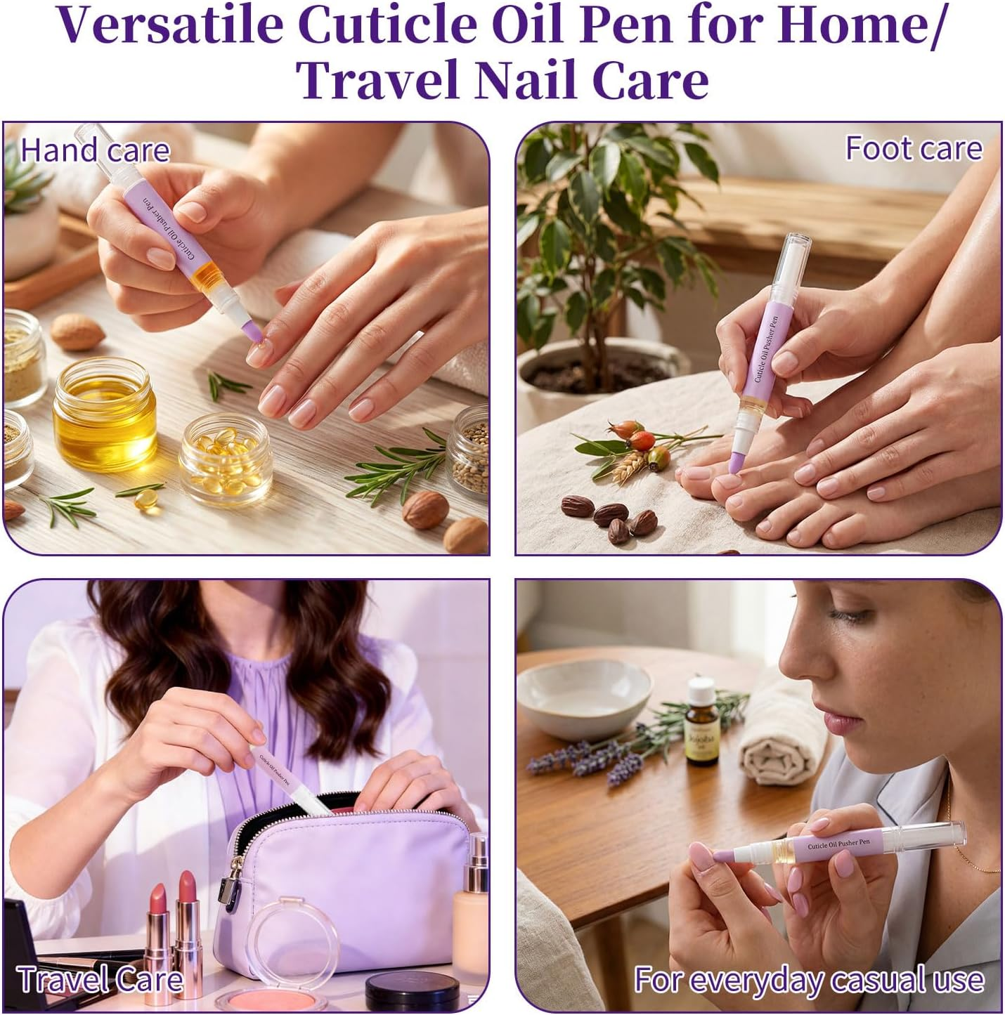 💜BUY 1 GET 1 FREE!!💜2 in 1 Cuticle Oil Pusher Pen with Ceramic Tip, Nail Cuticle Remover Nail Care Pen Tool for Dry Damaged Nails Hangnails Moisturize Polish Brighten