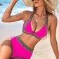 Women's swimsuit with wavy pattern and V-neck, sexy, holiday swimsuit with slit