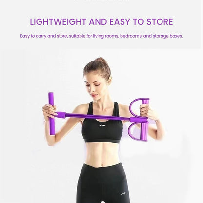 Multifunctional tension rope, 4-tube elastic yoga pedal tension belt, natural latex tension rope fitness equipment, for abdominal/waist/arm/leg stretching