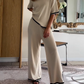 Round Neck Short-sleeve Top Pants Splicing Two-piece Suit