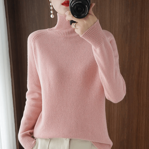 🔥 2026 Fresh Drops | Flat 50% OFF Today! 💸Women's Solid Turtleneck Knit Sweater