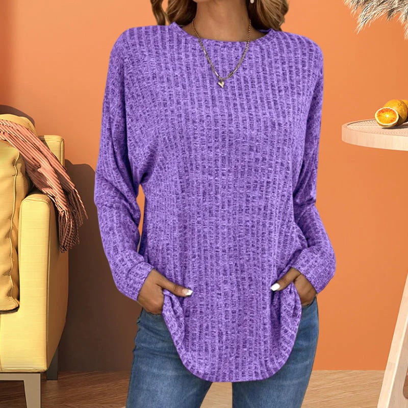 💎50% OFF! 💎 Casual Long-Sleeve Top – Soft Knit, Loose Fit & Versatile Style for All Body Types 🌸🧥
