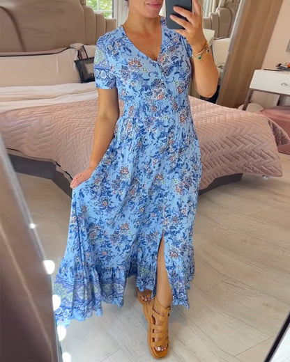 💃Hot Sale - 50% OFF! 🔥Floral print v-neck dress