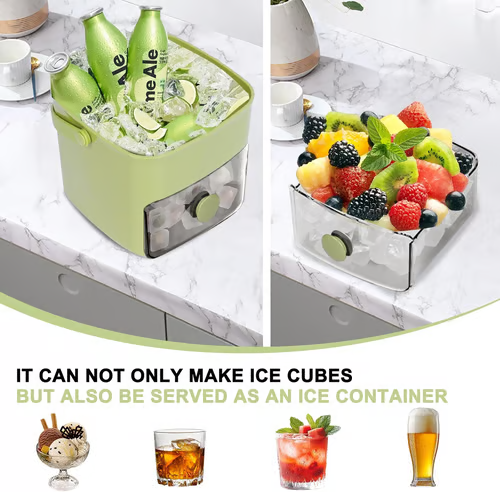 Ice Cube Maker with Storage Box – Makes 48 Cubes,  One-Touch Release, Leak-Proof | UK Stock