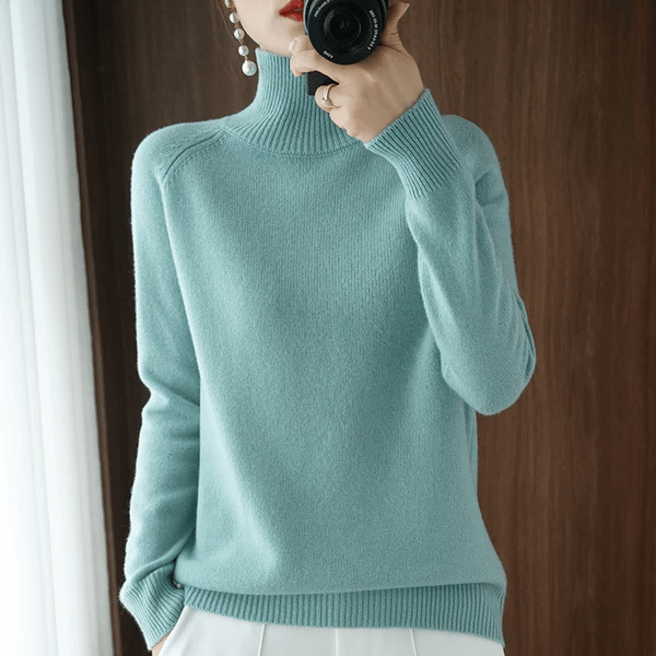 🔥 2026 Fresh Drops | Flat 50% OFF Today! 💸Women's Solid Turtleneck Knit Sweater