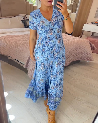 💃Hot Sale - 50% OFF! 🔥Floral print v-neck dress