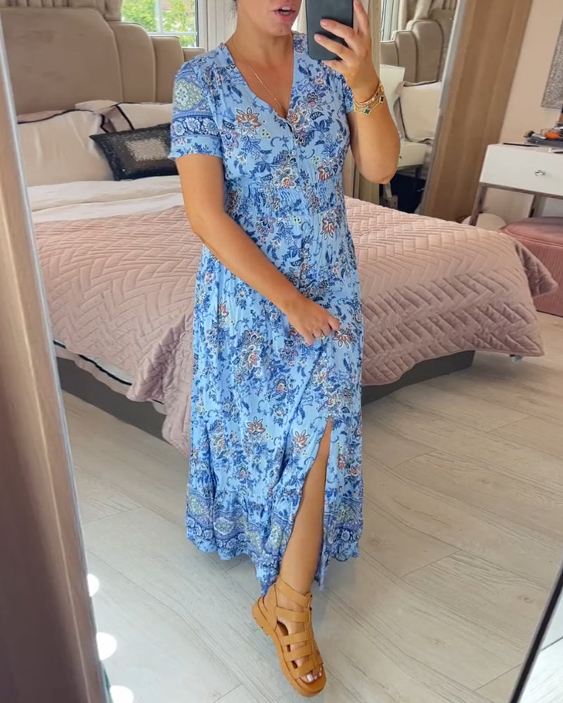 💃Hot Sale - 50% OFF! 🔥Floral print v-neck dress