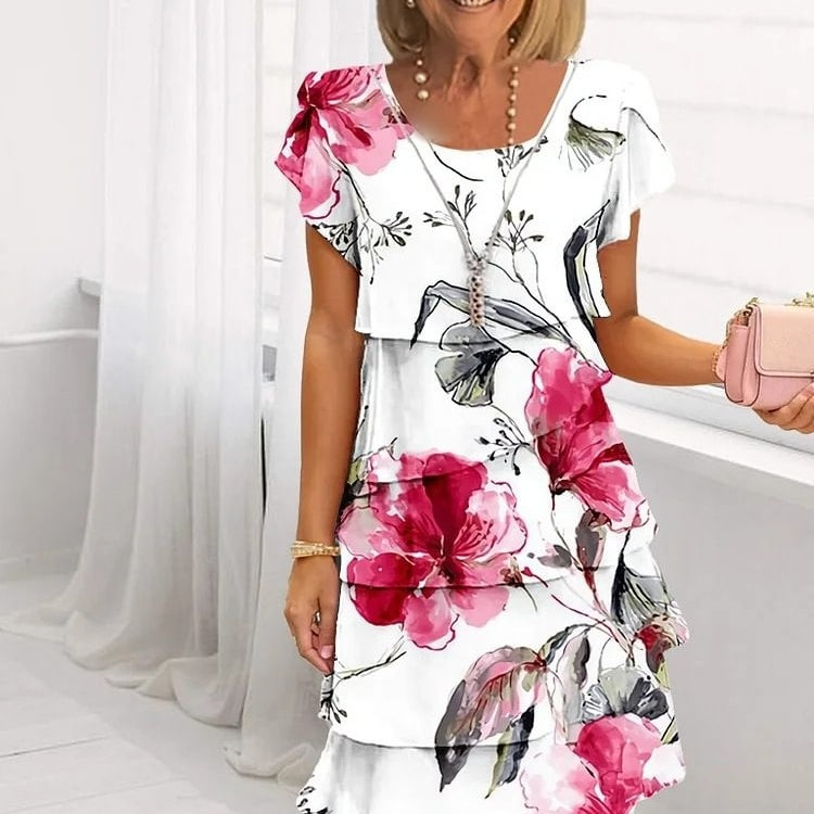 💃2026  HOT SALE 50% OFF🌈Women's Multi-plant Floral Print Cascade Dress