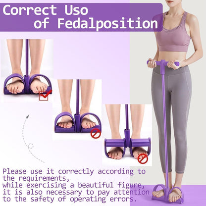 Multifunctional tension rope, 4-tube elastic yoga pedal tension belt, natural latex tension rope fitness equipment, for abdominal/waist/arm/leg stretching